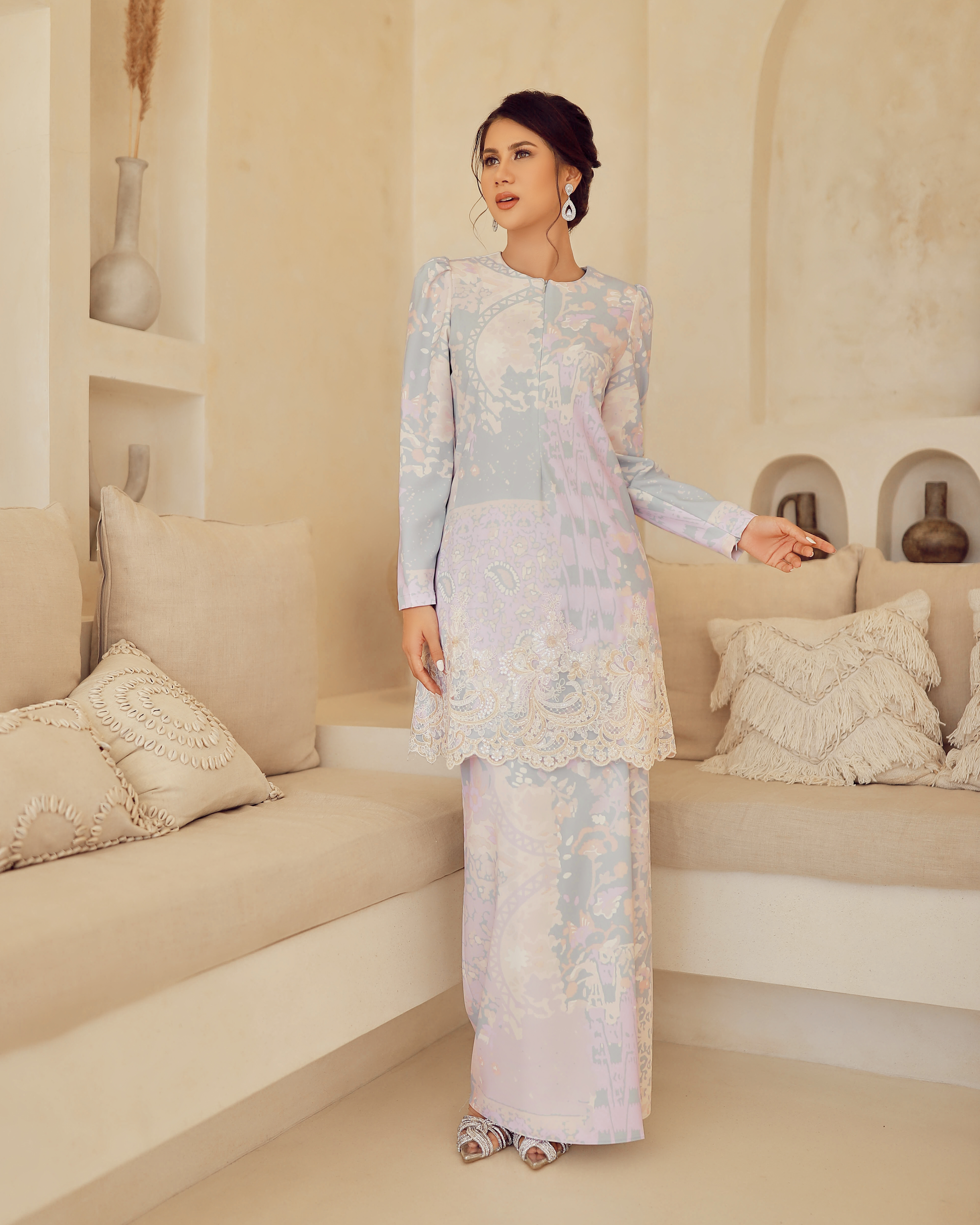 ALYSIA LACE KURUNG - GREYISH BLUE